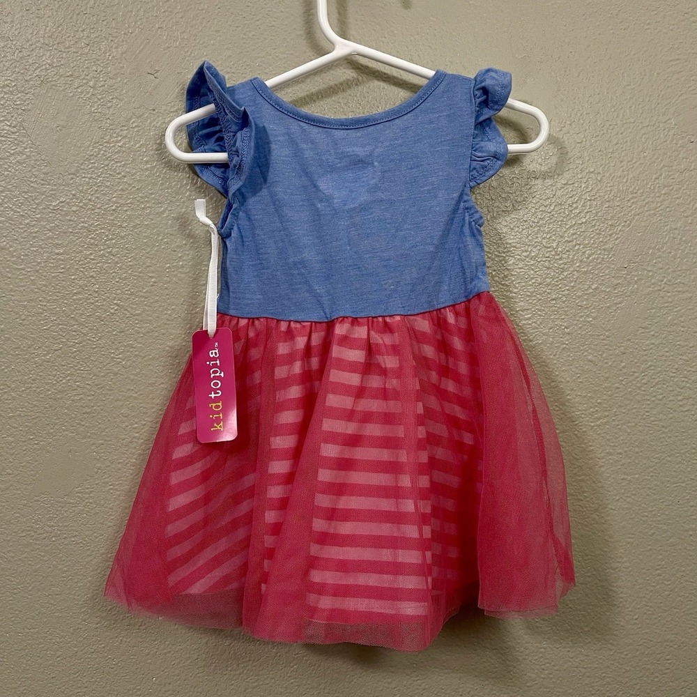 NWT Kidtopia Tutu Dress Pink Blue Heart Valentine's Theme Size 18 Months - Picture 3 of 5